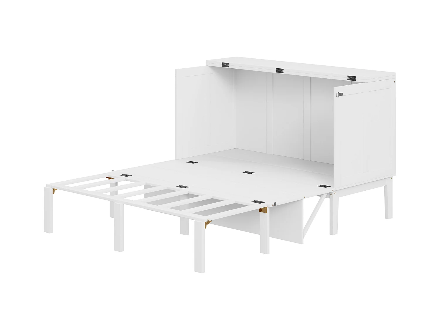 Verticaal Murphy-bed 140x200 cm met lattenbodem, multifunctioneel opvouwbaar bed, hout en metaal, wit (205x146x71cm)