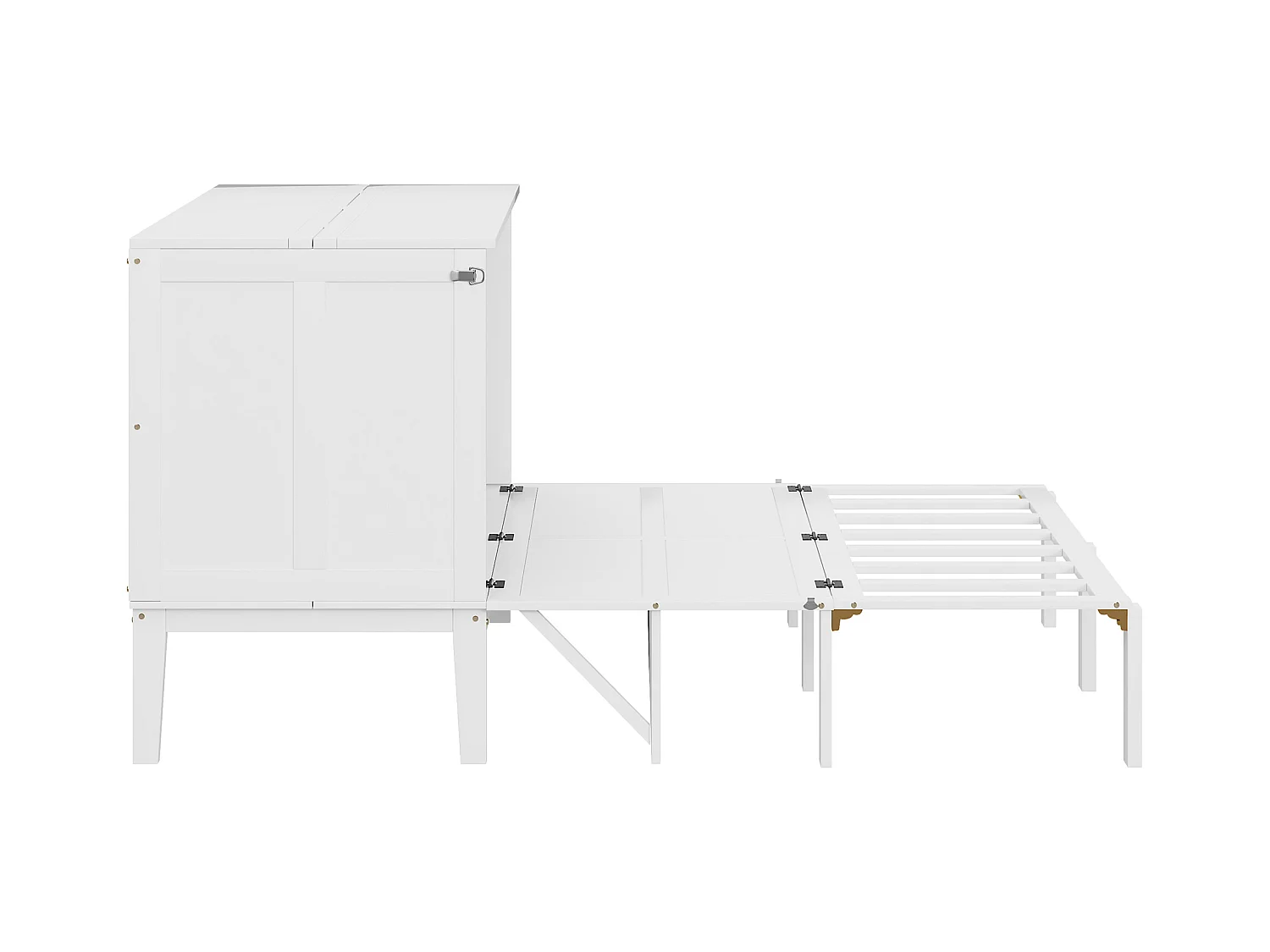 Verticaal Murphy-bed 140x200 cm met lattenbodem, multifunctioneel opvouwbaar bed, hout en metaal, wit (205x146x71cm)