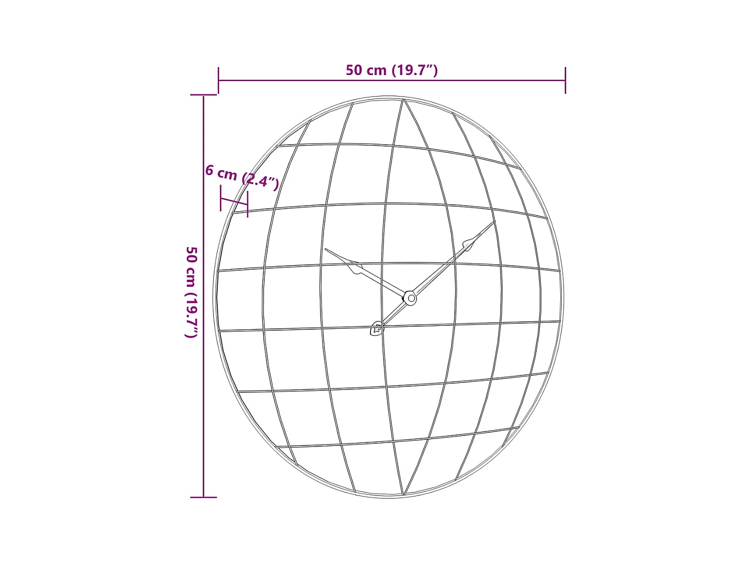 Geel-zwarte wandklok Ø50 cm bewerkt hout