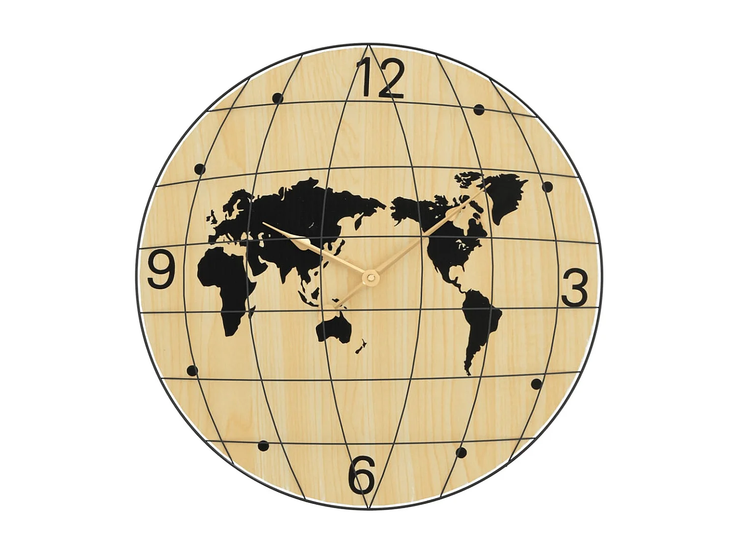 Reloj de pared amarillo y negro Ø50 cm madera de ingeniería