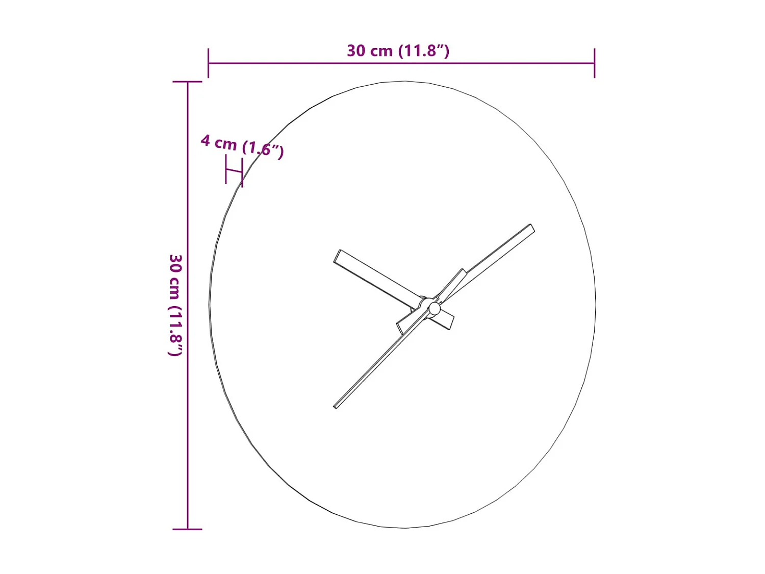 Reloj de pared con escalas y agujas luminosas, marrón, Ø30cm