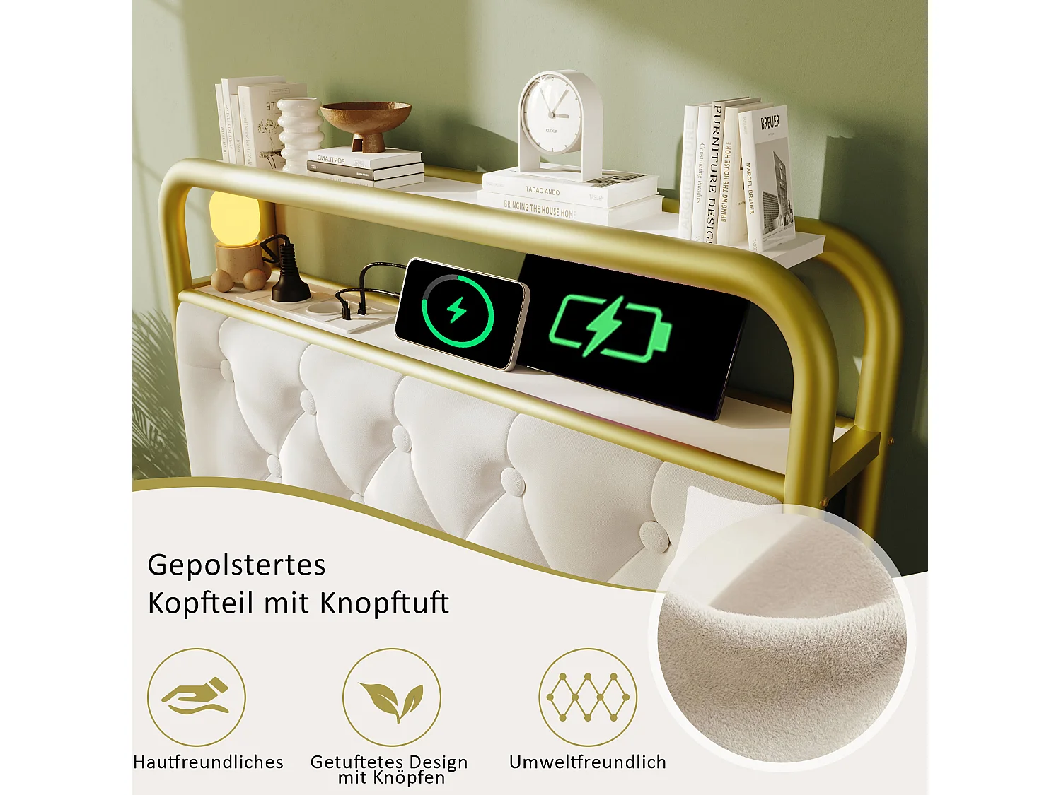 Eenpersoonsbed met USB Type-C oplaadfunctie, app-bediening, LED, metalen frame, wit fluweel met 2 lades (90x200 cm)