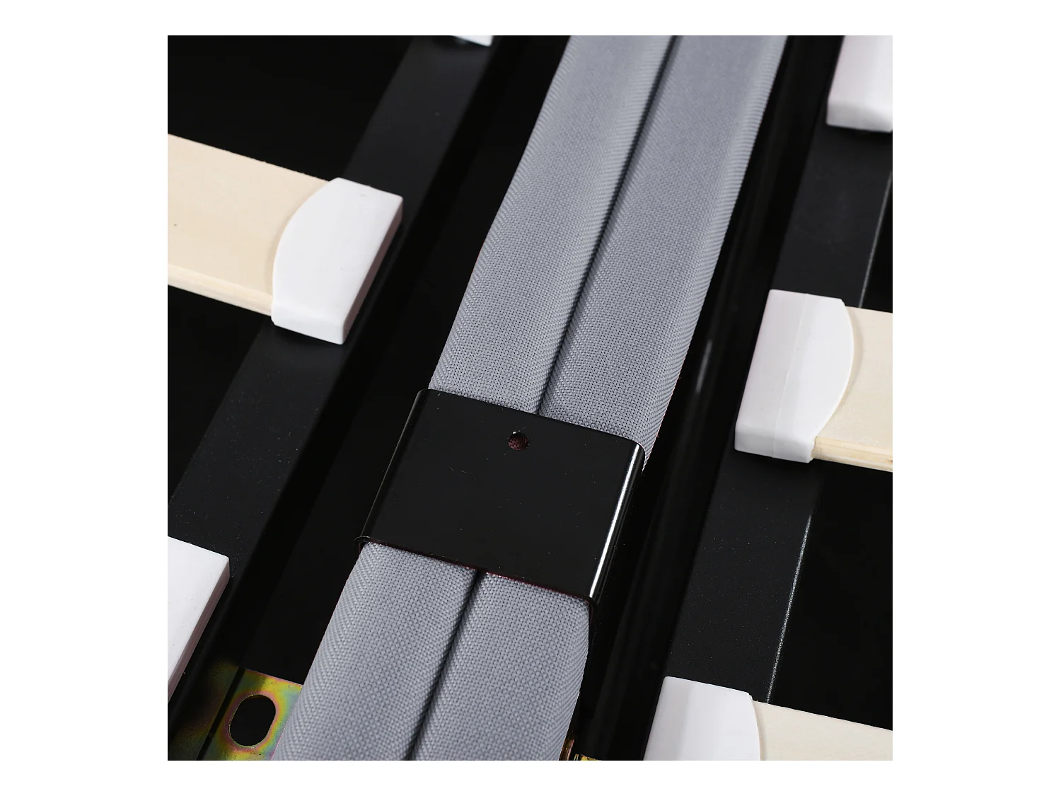 Lit coffre hydraulique multifonctionnel, lin, gris, cadre flottant rembourré (203x180x105cm)