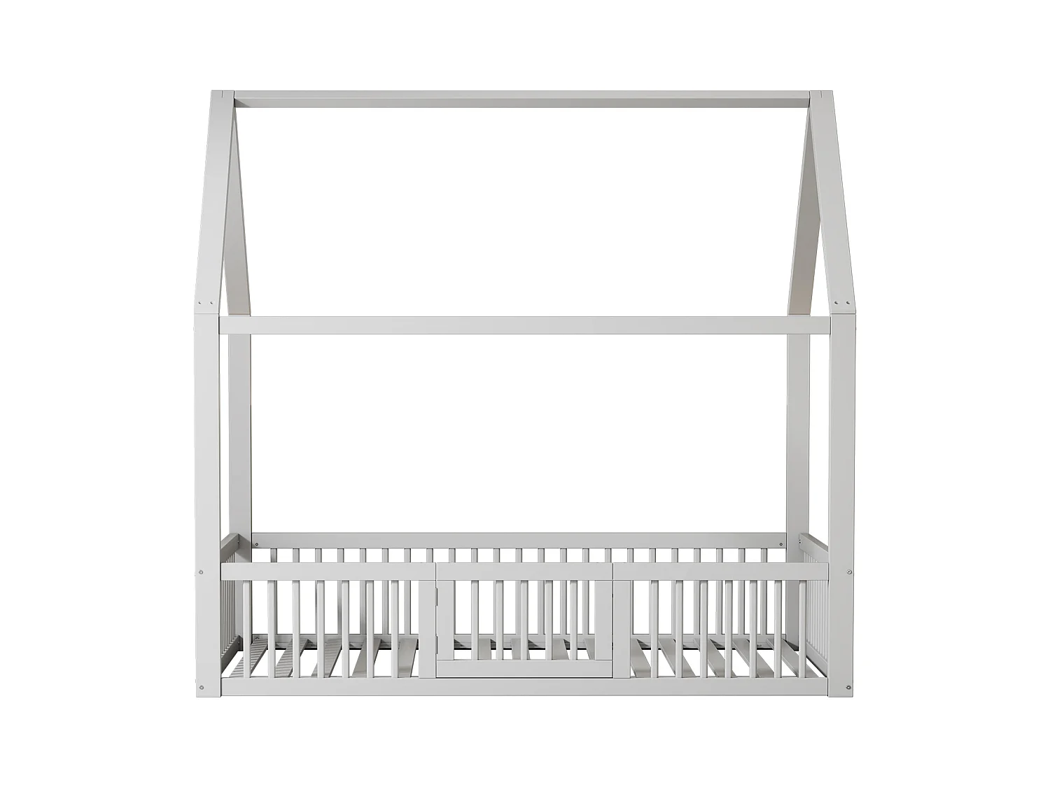 Letto a soppalco 140x200 cm, letto a soppalco con sponda di sicurezza, design in legno massello, bianco (204,5x145x191,5 cm)