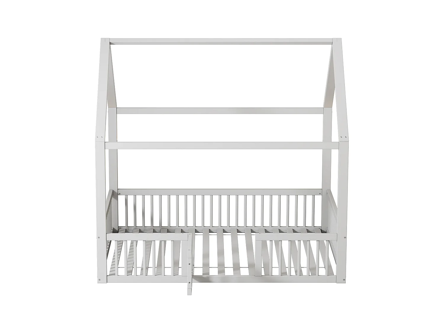 Letto a soppalco 140x200 cm, letto a soppalco con sponda di sicurezza, design in legno massello, bianco (204,5x145x191,5 cm)