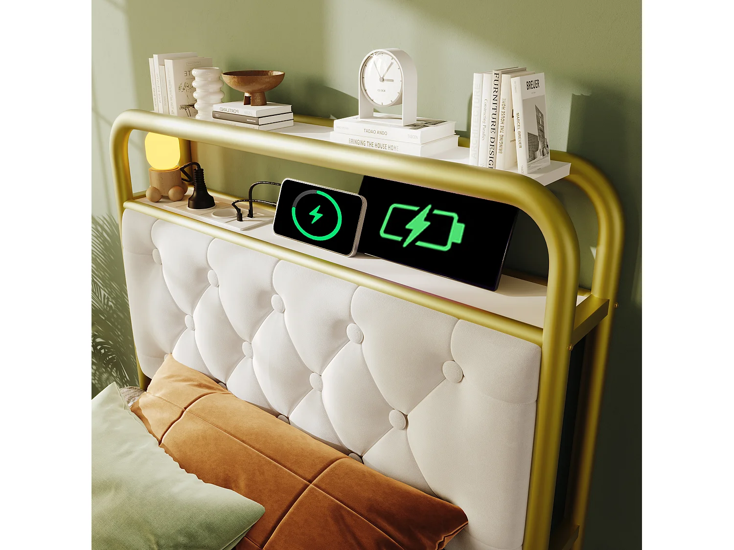 Letto singolo 90x200 cm con USB Type C, LED, 2 cassetti e testiera in velluto, bianco (223x94x106 cm)