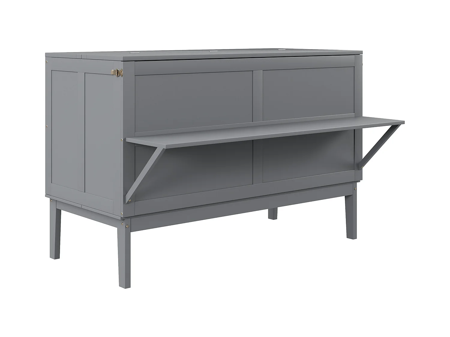 Lit escamotable vertical 140x200 cm avec sommier à lattes, armoire murale pliable, lit mural multifonctionnel, gris (205x146x71cm)