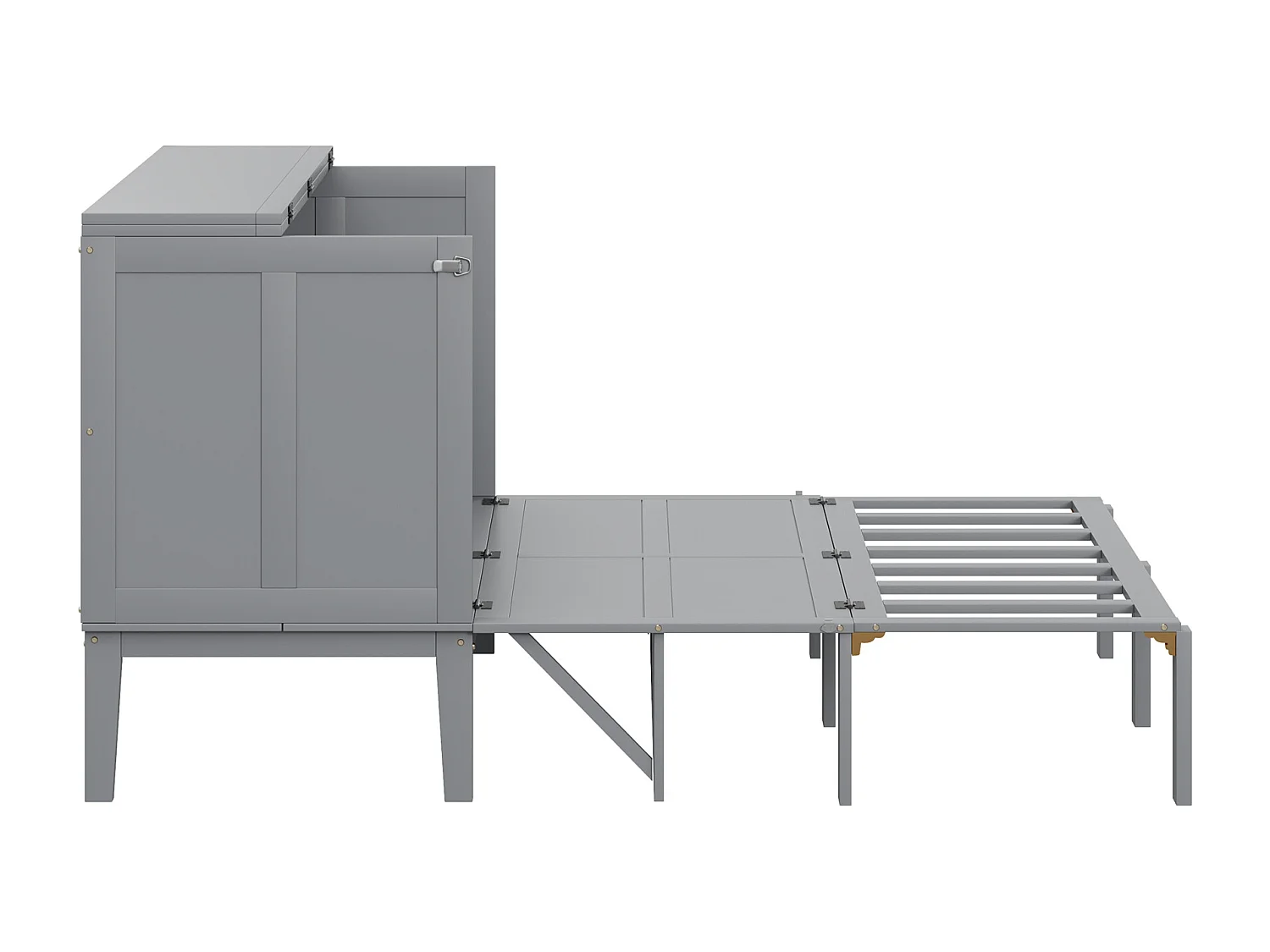 Letto a scomparsa verticale 140x200 cm con rete a doghe, pensile pieghevole, letto a scomparsa multifunzionale, grigio (205x146x71 cm)