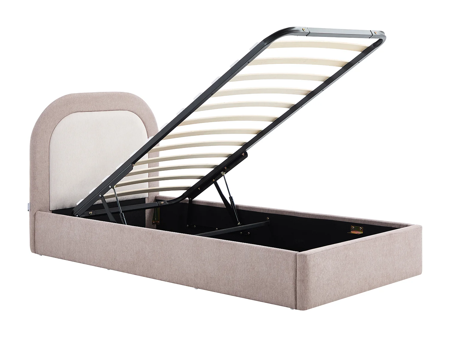 Lit coffre 90 x 190 cm – Tissu – Taupe et Beige - IDONO