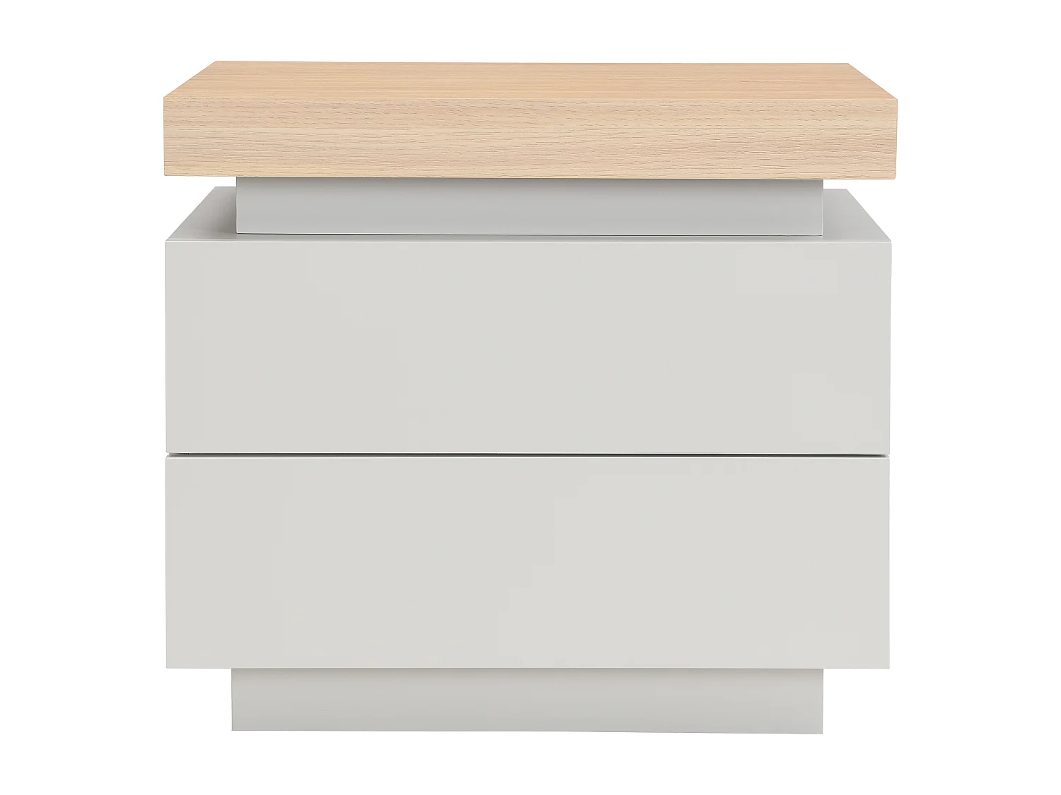 Table de chevet – 2 tiroirs – MDF laqué – Avec LEDs –Coloris : Naturel et Beige – HALO