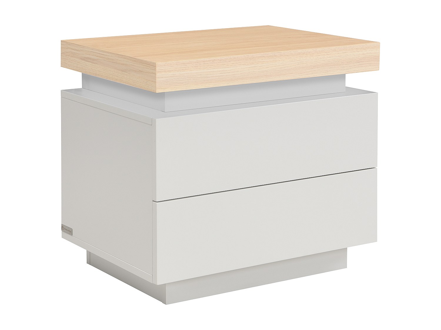 Nachttisch mit 2 Schubladen & LEDs – MDF lackiert – Natur & Beige – HALO günstig online kaufen
