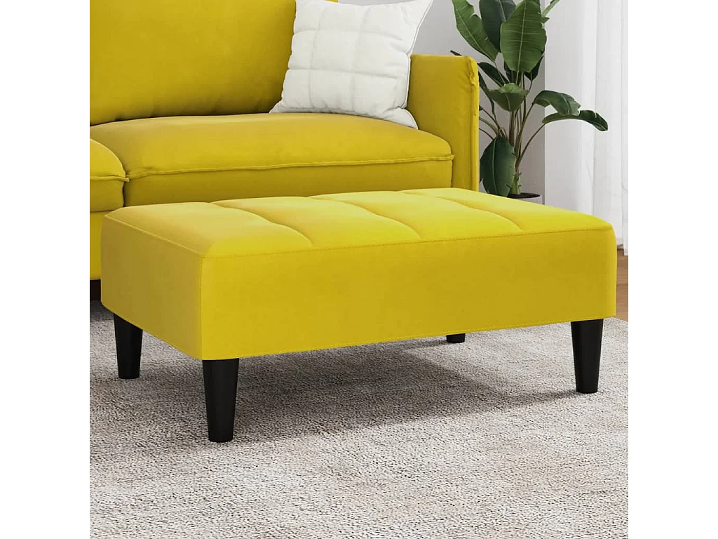 Reposapiés de terciopelo amarillo 77x55x31 cm ES887116