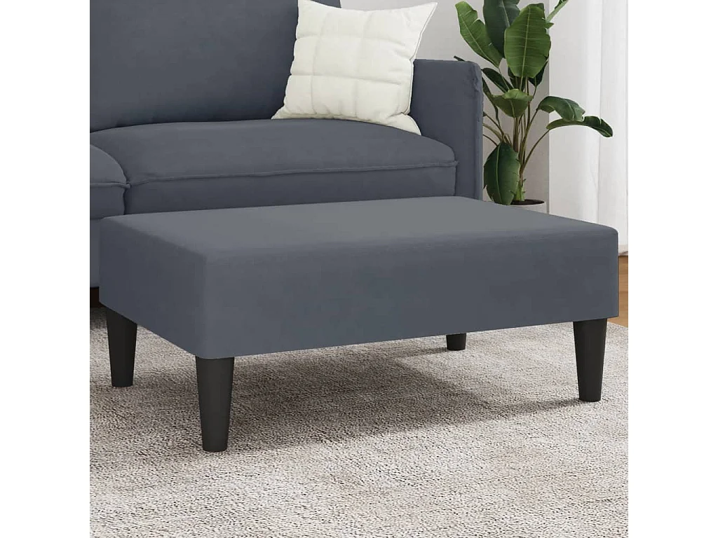 Reposapiés de terciopelo gris oscuro 77x55x31 cm ES287329