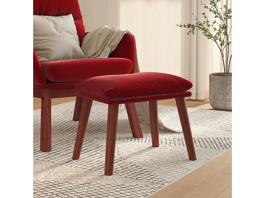 Reposapiés de terciopelo rojo vino tinto 45x29,5x35 cm ES982787