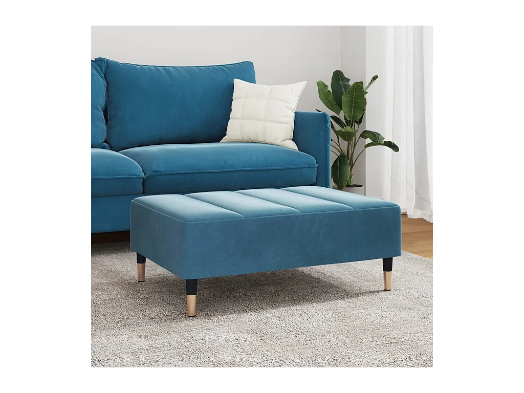 Repose-pied bleu 77x55x31 cm velours FR236773