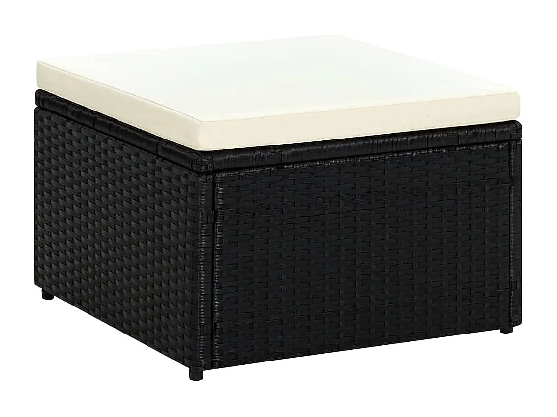 Banco apoio de pés/otamano em vime 53x53x30 cm preto PT925885