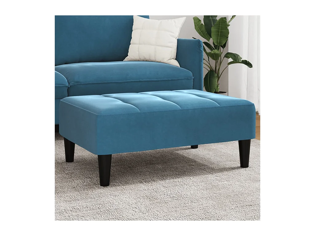 Repose-pied bleu 77x55x31 cm velours FR861051