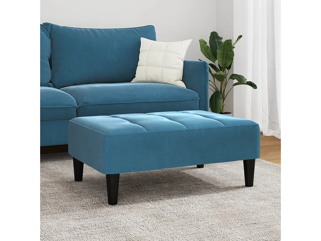 Reposapiés de terciopelo azul 77x55x31 cm ES492203