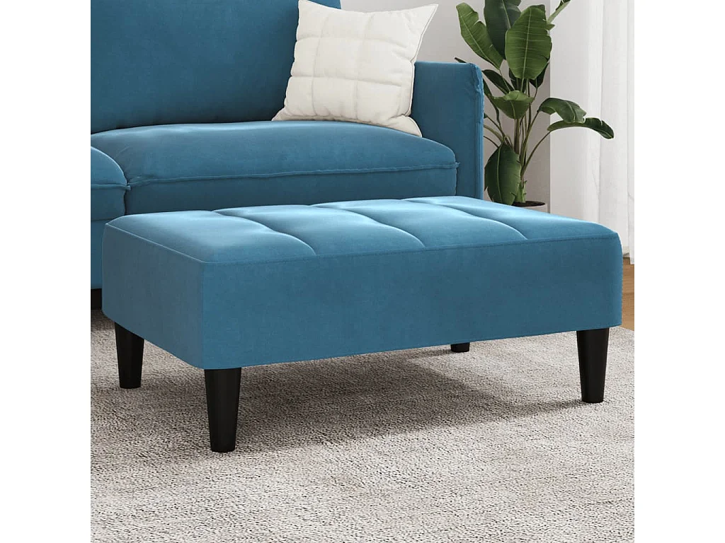Reposapiés de terciopelo azul 77x55x31 cm ES492203