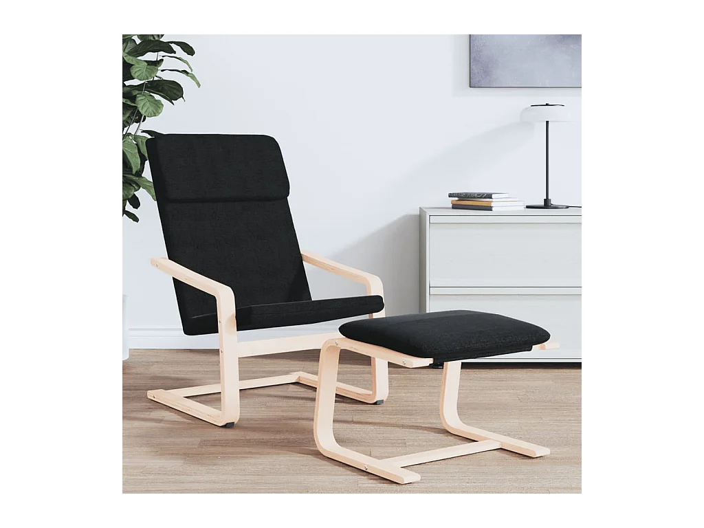 Repose-pied Noir 51x41x40 cm Tissu FR687046