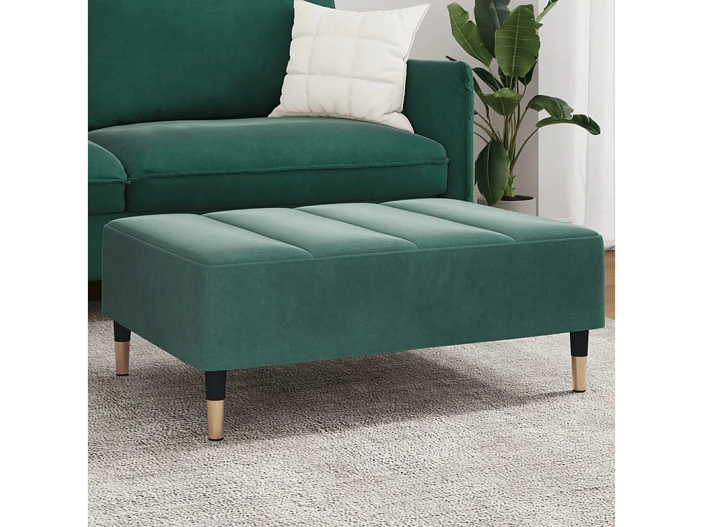 Reposapiés de terciopelo verde oscuro 77x55x31 cm ES965682