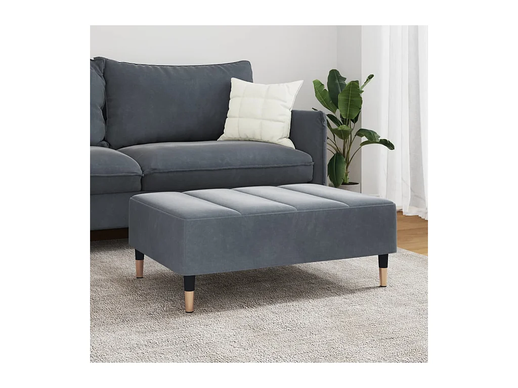 Repose-pied gris foncé 77x55x31 cm velours FR429097