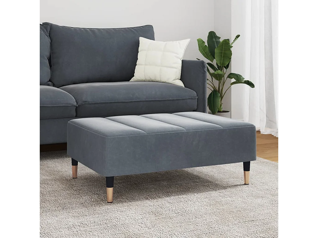 Repose-pied gris foncé 77x55x31 cm velours FR429097