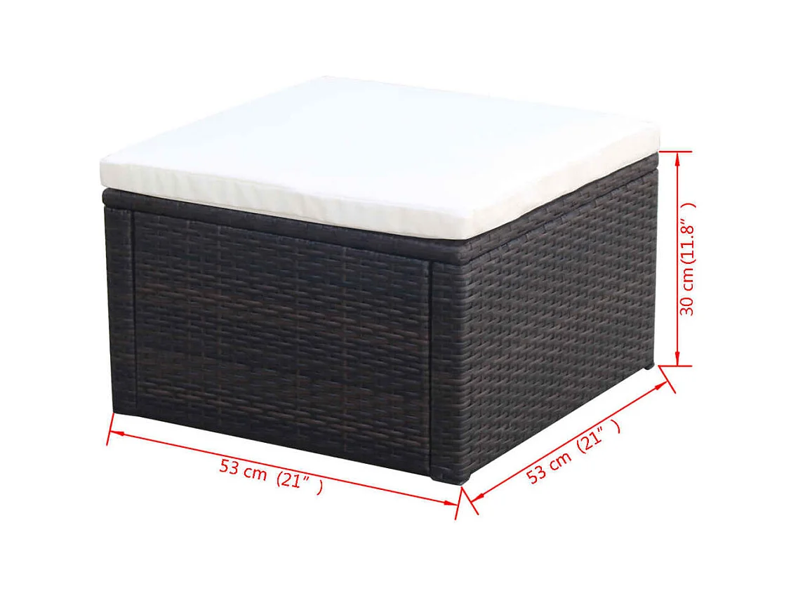 Repose-pied Résine tressée 53 x 53 x 30 cm Marron FR407715