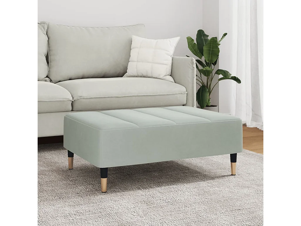 Repose-pied gris clair 77x55x31 cm velours FR117087