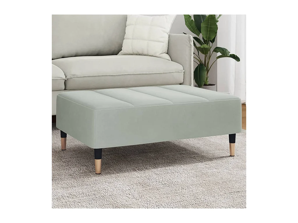 Repose-pied gris clair 77x55x31 cm velours FR117087