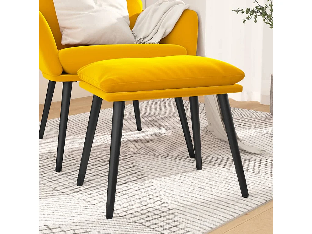Reposapiés de terciopelo amarillo mostaza 45x29,5x35 cm ES893386