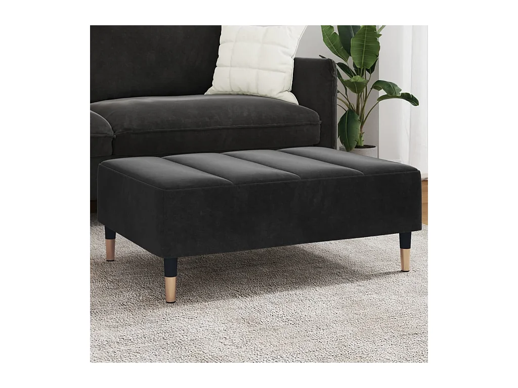 Repose-pied noir 77x55x31 cm velours FR660589