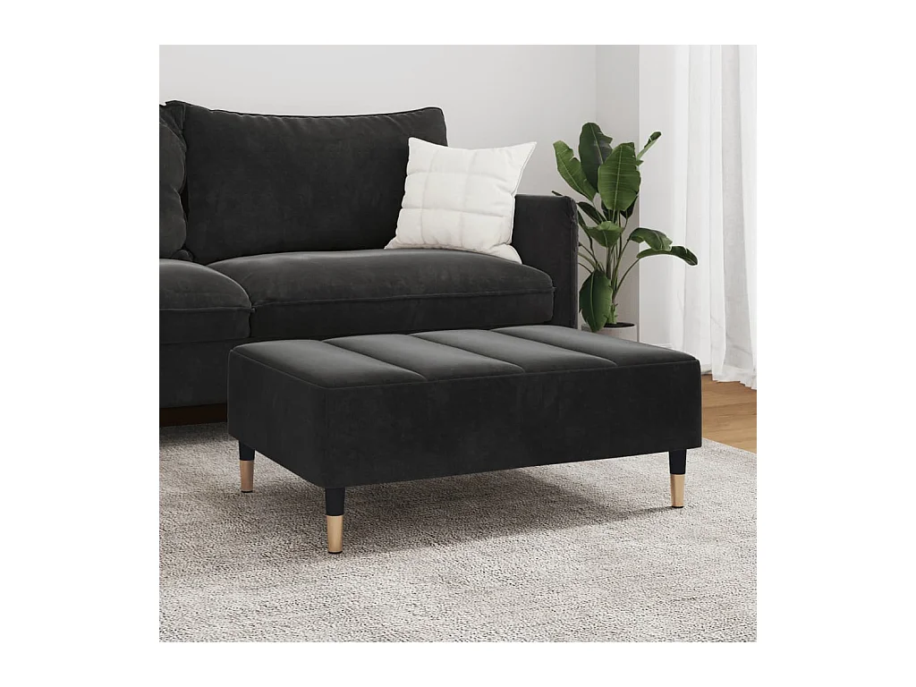 Repose-pied noir 77x55x31 cm velours FR660589