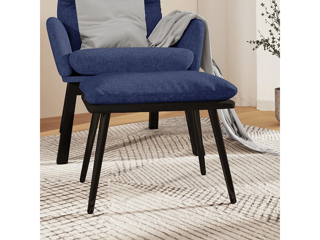 Reposapiés tela y cuero sintético azul 45x29,5x35 cm ES816398