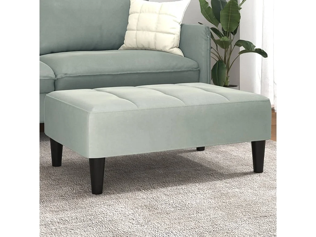 Reposapiés de terciopelo gris claro 77x55x31 cm ES551098