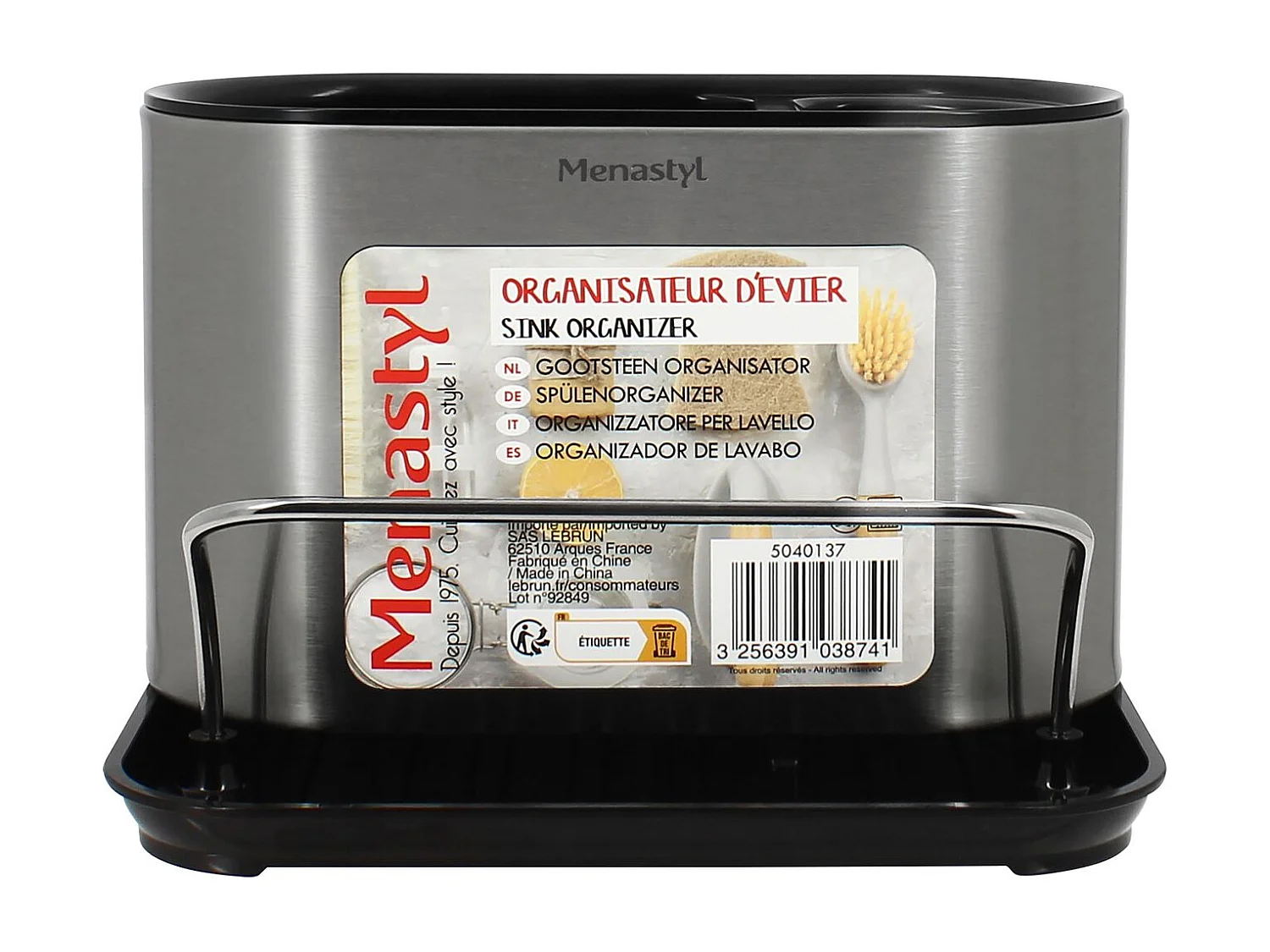 Menastyl - Organiseur 18x12x13cm En Acier Inoxydable Et Plastique