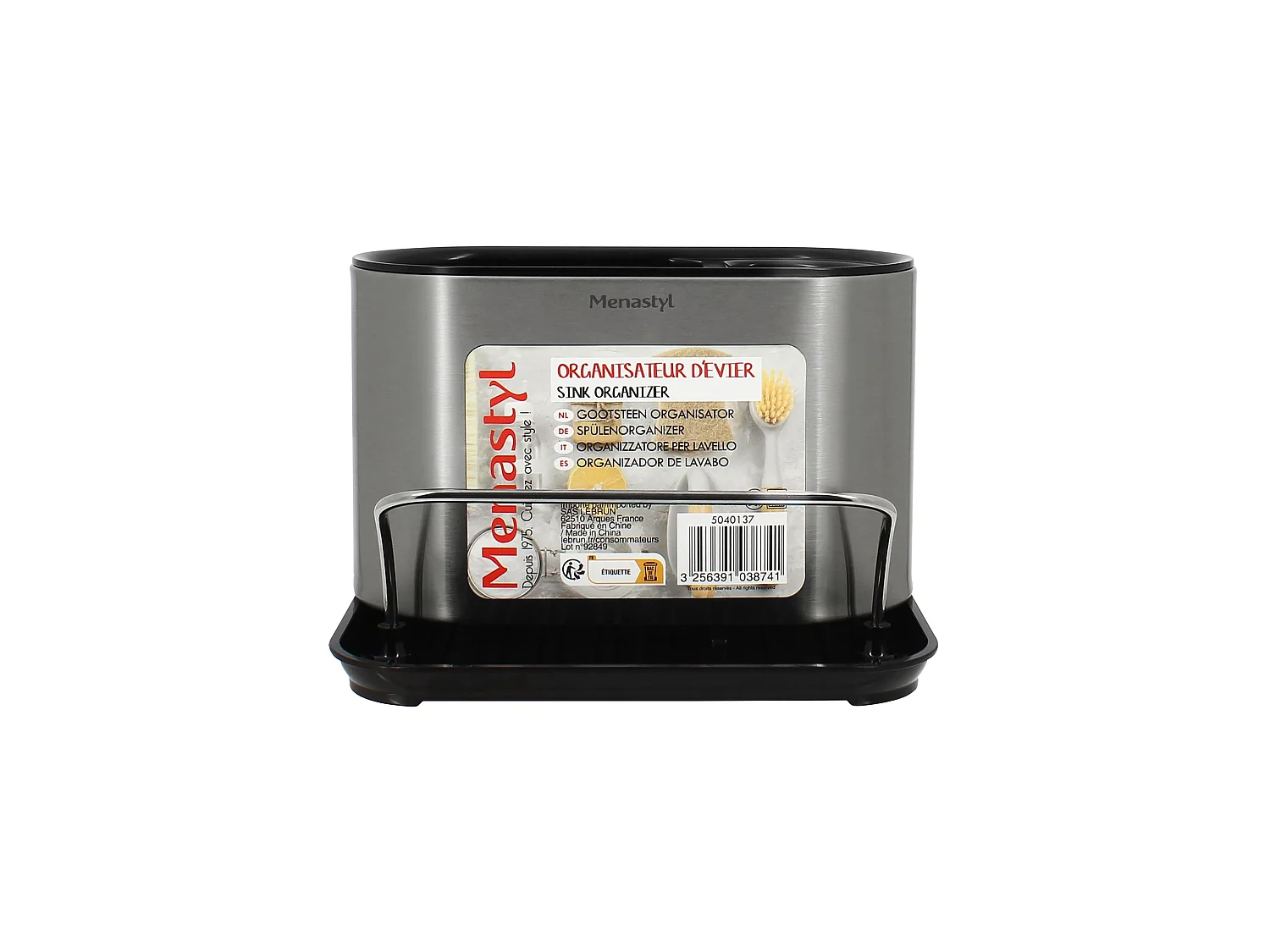 Menastyl - Organiseur 18x12x13cm En Acier Inoxydable Et Plastique