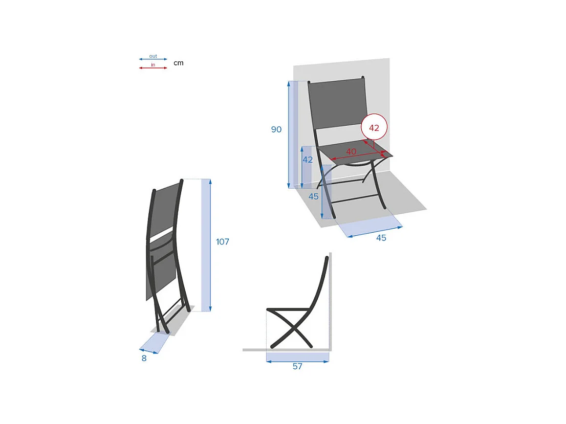 Chaise pliante extérieur Essentia  lin/laurier Hespéride