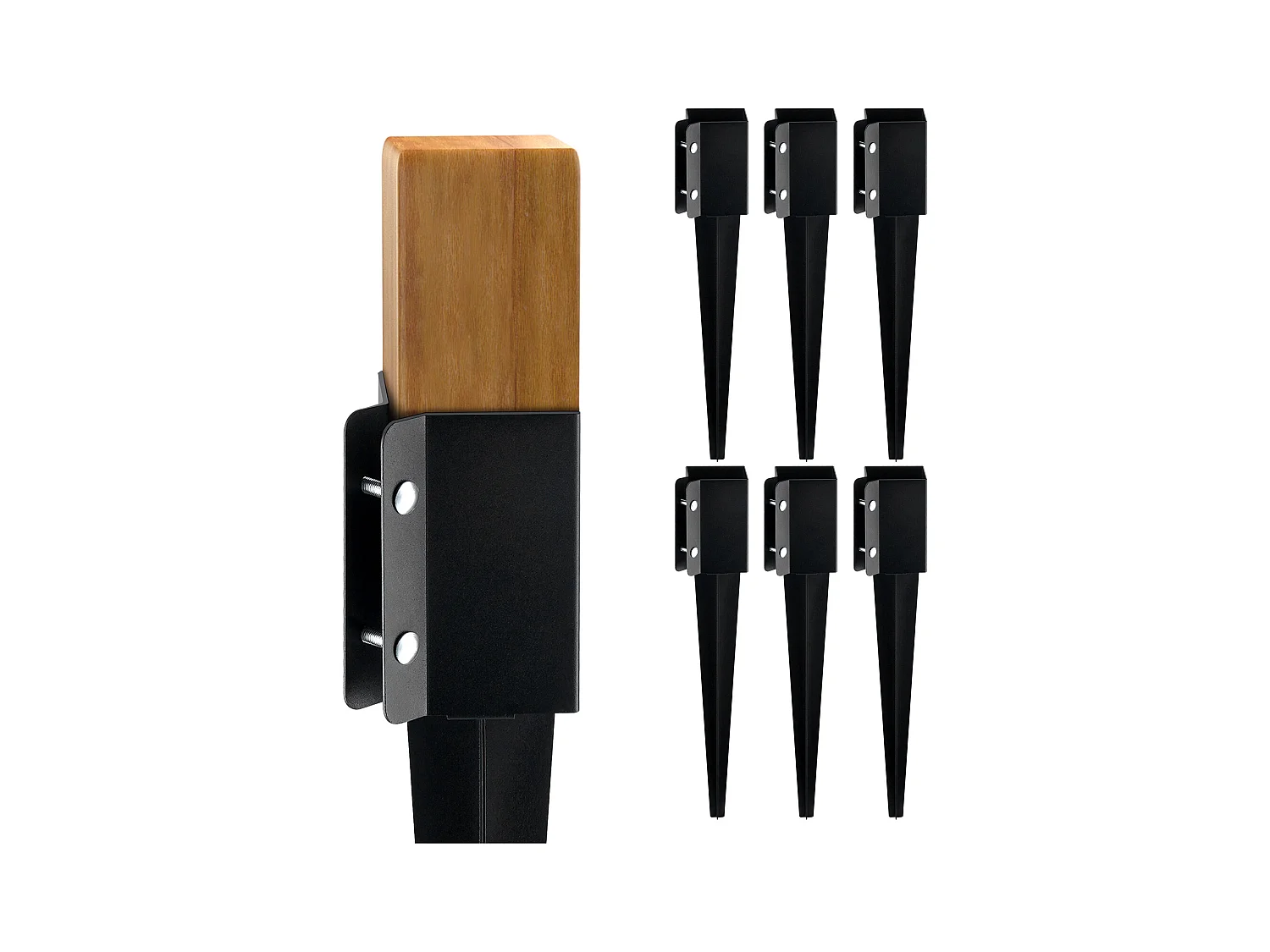 Piquets de Terre SucceBuy Lot de 6, Piquets Métalliques 61 x 10 x 10cm, Piquets en Métal avec Revêtement en Poudre Noir pour Support de Boîte aux Lettres