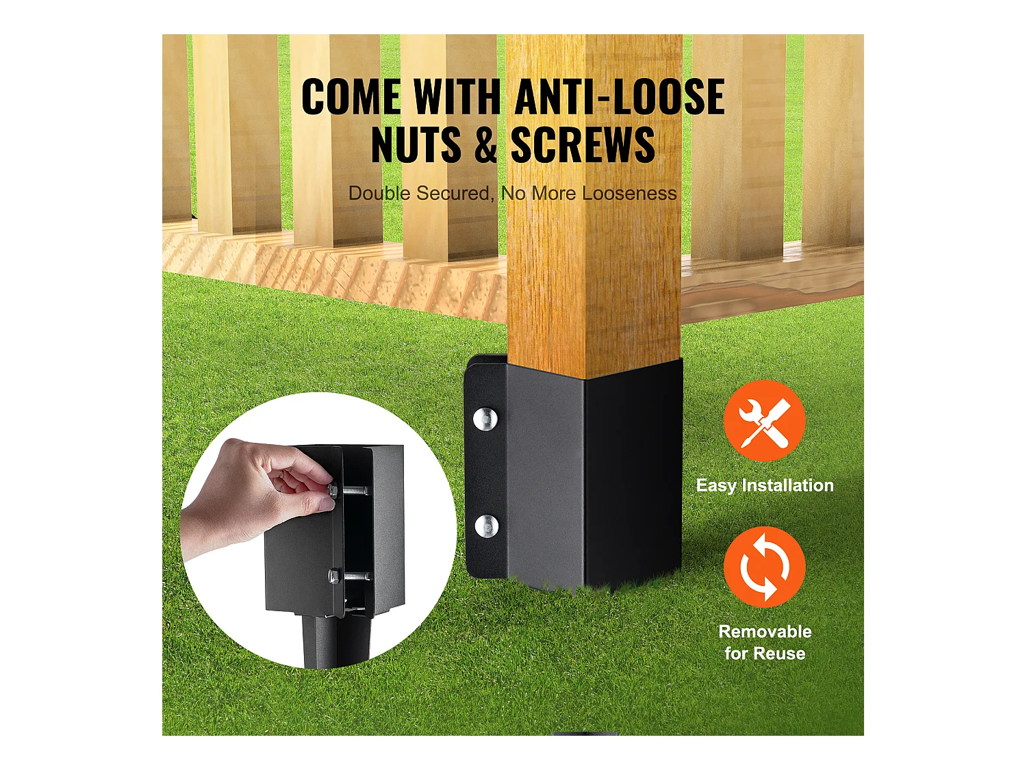 Piquets de Terre SucceBuy Lot de 6, Piquets Métalliques 61 x 10 x 10cm, Piquets en Métal avec Revêtement en Poudre Noir pour Support de Boîte aux Lettres