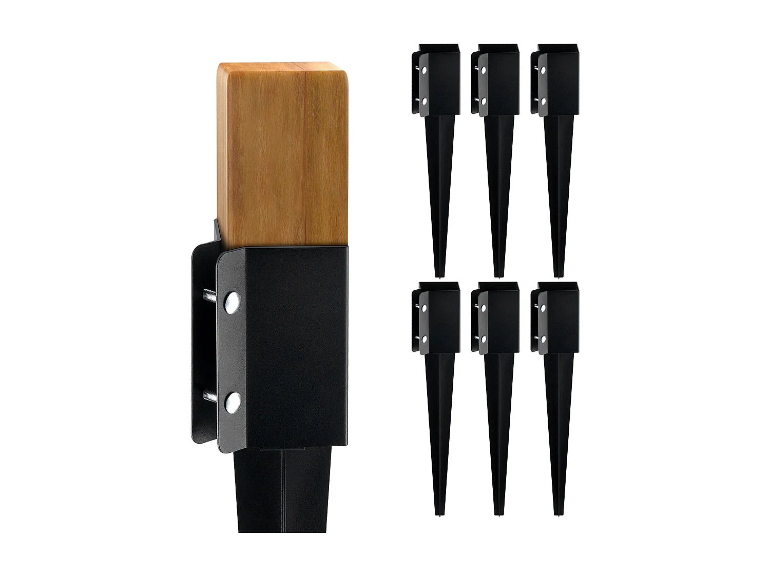 Piquets de Terre SucceBuy Lot de 6, Piquets Métalliques 61 x 10 x 10cm, Piquets en Métal avec Revêtement en Poudre Noir pour Support de Boîte aux Lettres