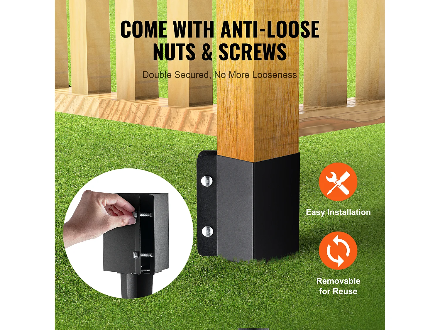 Piquets de Terre SucceBuy Lot de 8, Piquets Métalliques 91x 10 x 10cm, Piquets en Métal avec Revêtement en Poudre Noir pour Support de Boîte aux Lettres