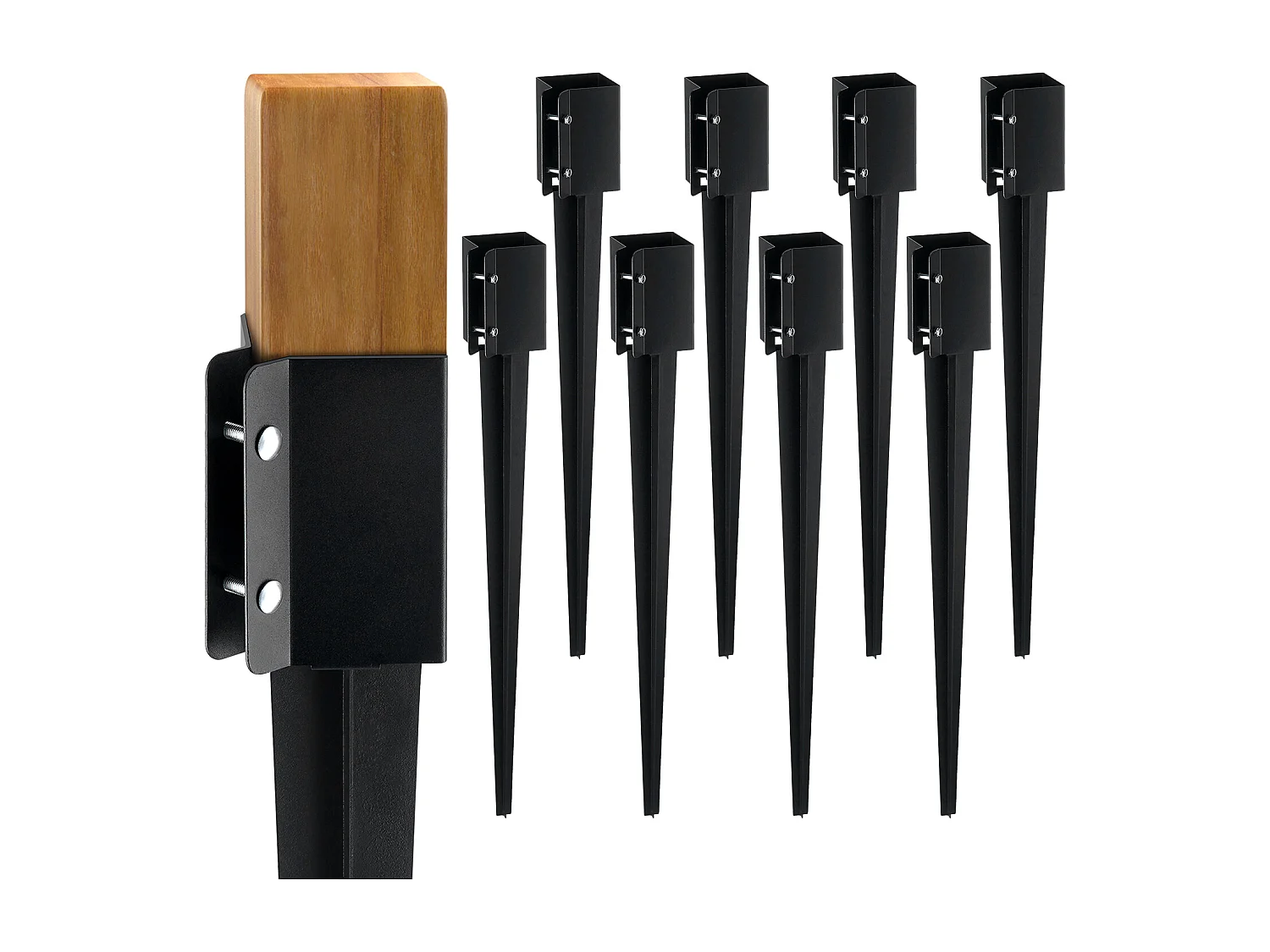 Piquets de Terre SucceBuy Lot de 8, Piquets Métalliques 91x 10 x 10cm, Piquets en Métal avec Revêtement en Poudre Noir pour Support de Boîte aux Lettres