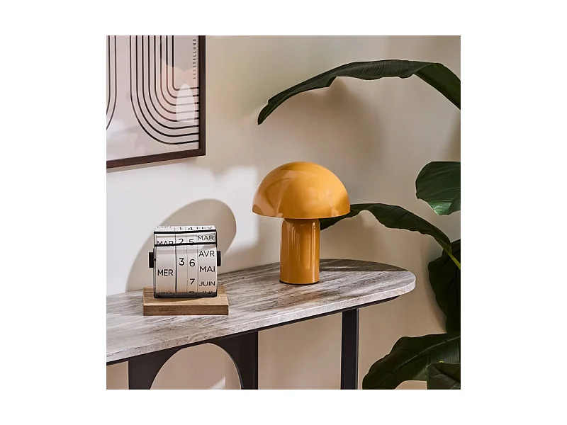 Lampe à Poser Champignon "Lito" 24cm Ocre