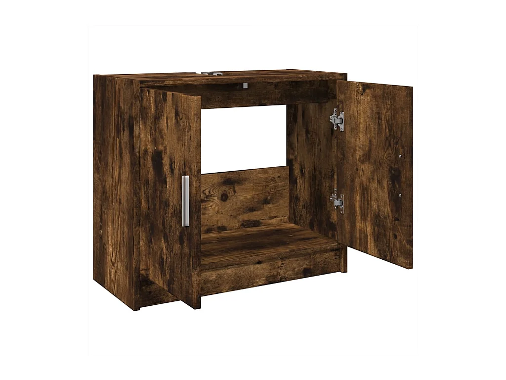 Armario de lavabo madera ingeniería roble ahumado 63x29x55 cm ES920579