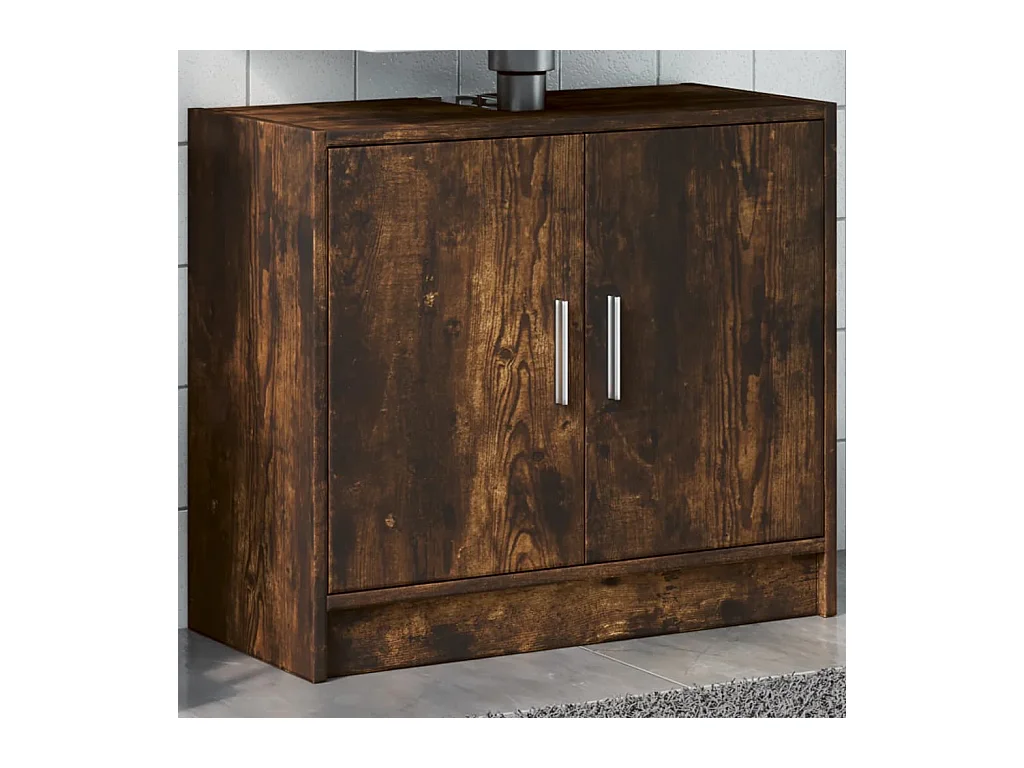Armoire de lavabo chêne fumé 63x29x55 cm bois d'ingénierie FR869389