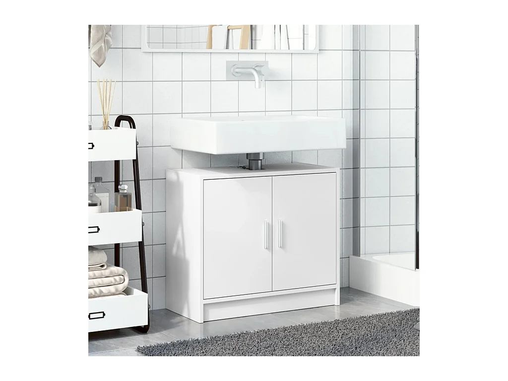 Armoire de lavabo blanc 63x29x55 cm bois d'ingénierie FR752792