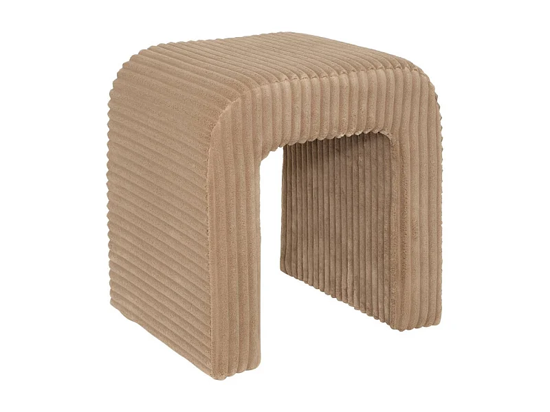 Pouf Arche Velours Côtelé "Sevi" 43cm Beige Foncé