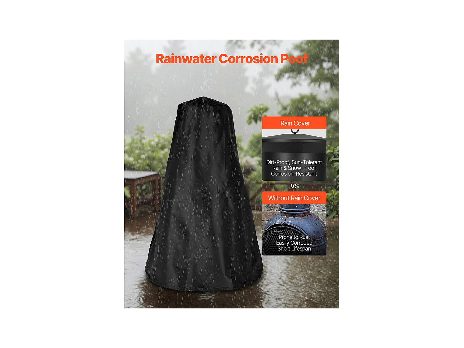 Camino Esterno SucceBuy, in Ferro di 56 cm, con Griglia e Coperchio di Camino, per Raduni in Giardino, Campeggio e Feste all'Aperto