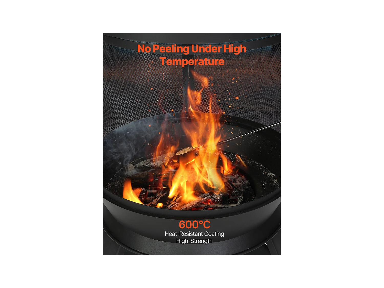 Camino Esterno SucceBuy, in Ferro di 56 cm, con Griglia e Coperchio di Camino, per Raduni in Giardino, Campeggio e Feste all'Aperto